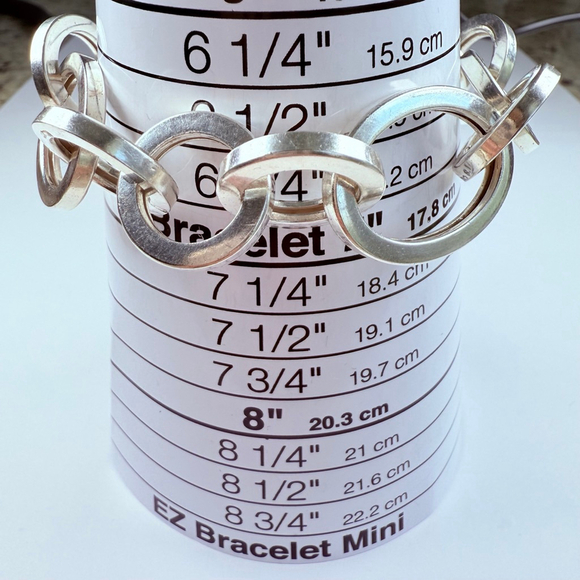 Modernist Large Dyadema 20mm Integrated Links Sterling Silver 925 Bracelet Italy - Picture 5 of 11